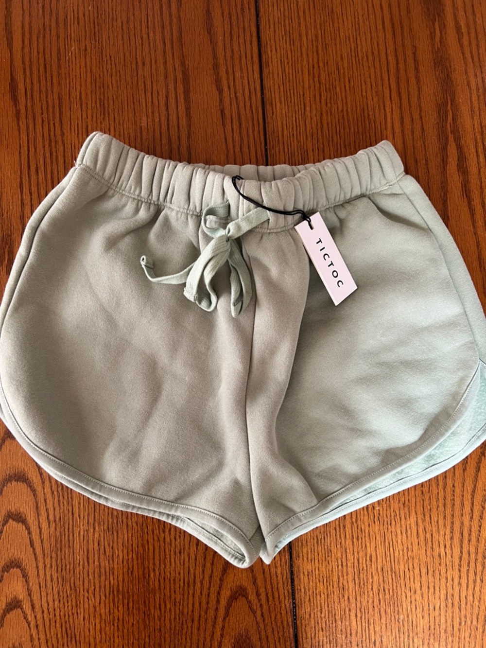 Women's Sage Green Drawcord Athletic Shorts